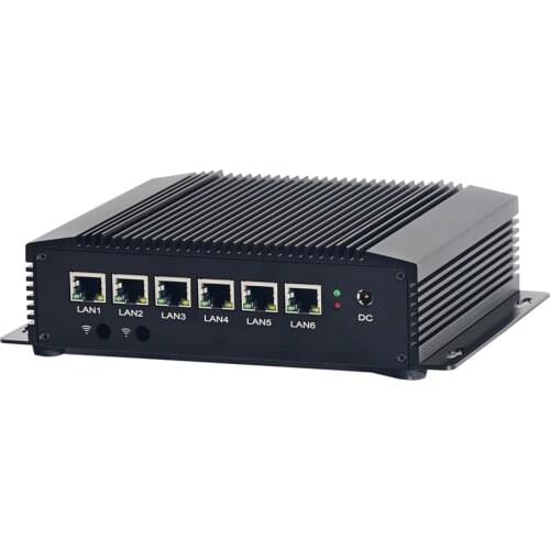 6*LAN Fanless Mini PC with 1COM RS232 4*USB3.0 HDMI intel Quad Core i5 8265U 8Mb Cache support 4G Card win7/8/10 linux Computer