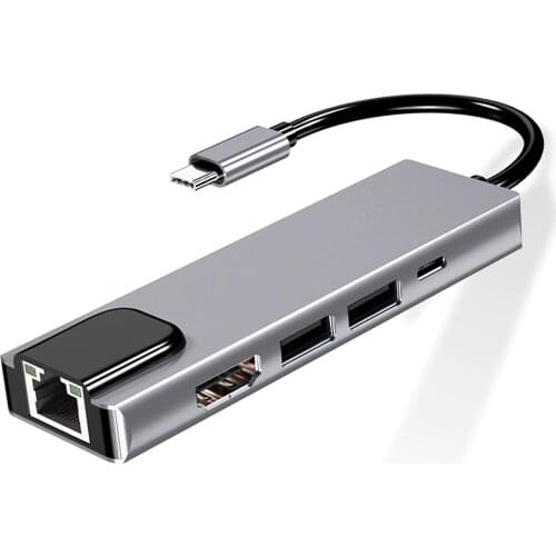 Multifunctional Type-C to 4K HDMI-compatible RJ45 USB 3.0 PD Charger Hub Adapter Converter