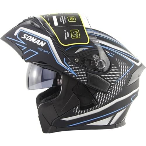 SOMAN Casco Moto Flip Up Motorcycle Helmet Modular Dual Lens Moto Motocross Helmet Full Face Motobiker Helmets Capacete Casque