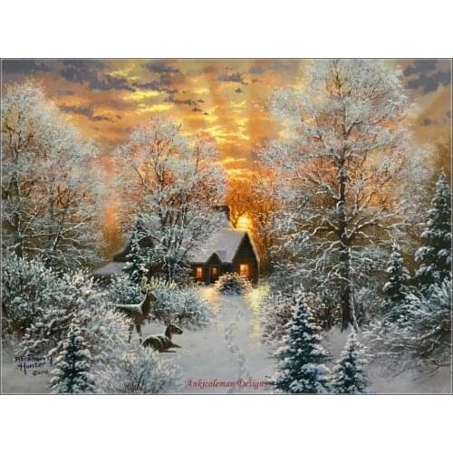 Counted Cross Stitch Kits Needlework Embrodery - Crafts 14 ct Aida Color DIY Arts Handmade Home Decor - Winter Retreat