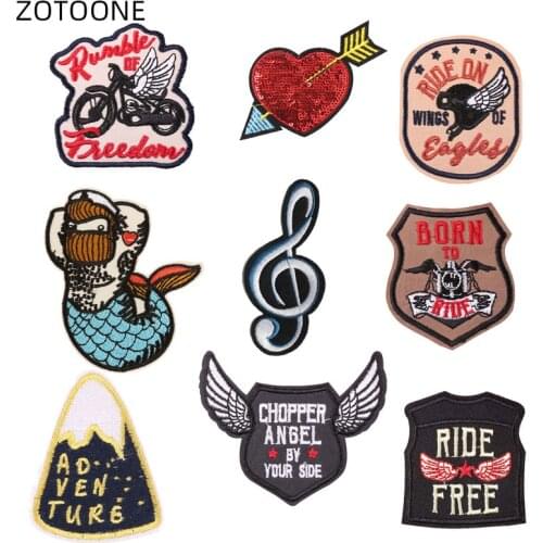 ZOTOONE Embroidery Patch Heart Appliques Iron on Motorcycle Patches for Clothes Jeans Sew on Badge Heat Transfers for Kids DIY D