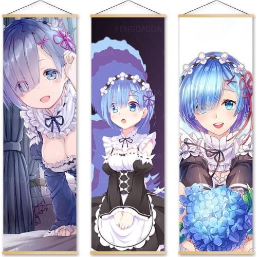 Home Decoration Rem Hanging Poster Ram Canvas Wall Art Print Japanese Animation Character Modern Painting Scroll For Living Room