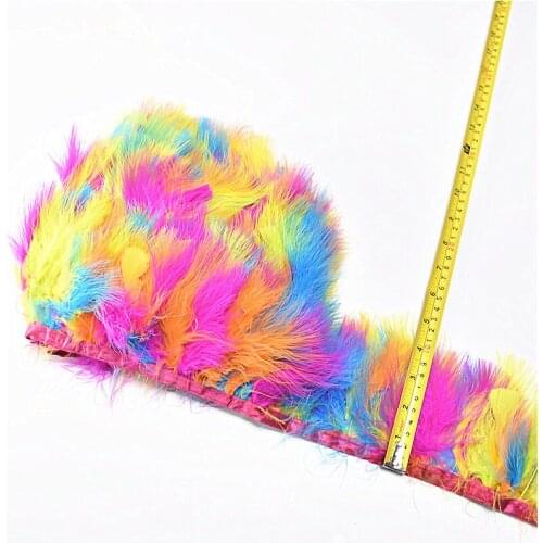 Wholesale Natural dyed fluffy Marabou feather ribbon Trims 5-10yard 8-10cm DIY colored pheasant decor feathers for crafts plumes