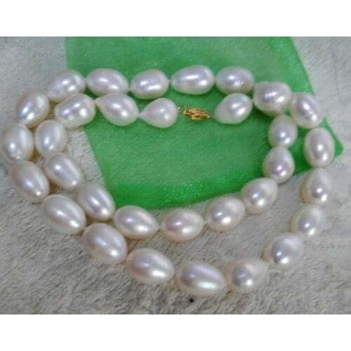 Huge 11-12mm natural south sea white pearl necklace 18 " 925 silver