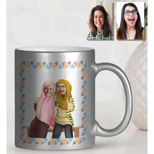 Personalized Turbans Caricature Of Silver Glitter Mug cup 38761