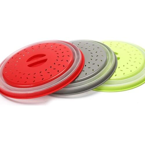 Hollow-out Collapsible Food Cover Drain Basket with Handle Essential Tools Microwave Splash-proof Cover