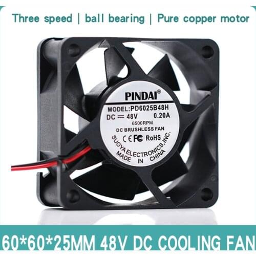 6025 48V 6CM double ball high volume industrial converter switch server durable cooling fan Three kinds of speed
