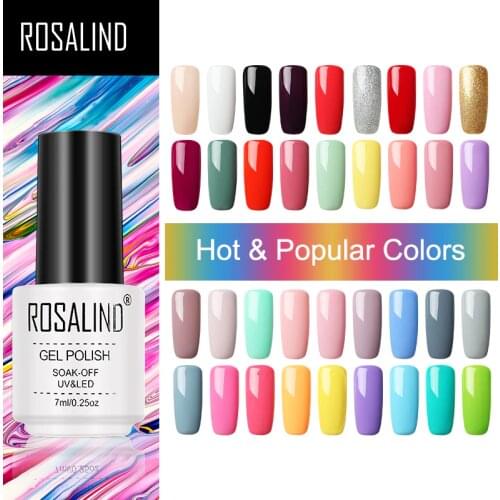 ROSALIND Gel Nail Polish Set For Manicure Acrylic Varnish Hybrid Nails Art Semi Permanent UV Gel Nail Polish Off Gellak Top Coat
