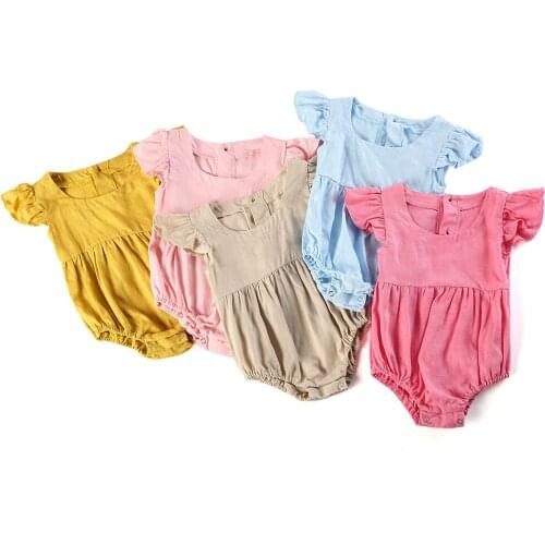 RTS 2021 Baby Clothes Rompers Toddler Linen Infant Legless Bodysuit Girls Climbing Romper