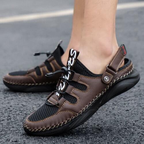 Soft Sandals Comfortable Men Summer Leather Sandals Men Roman Summer Outdoor Beach Sandals Big Size 38-46
