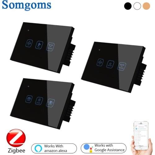 Somgoms Zigbee Touch Dimming /Fan / Curtain Switch Ac90-240v Smart Home Tuya App Control Alexa Google HomeCompatible With/Us