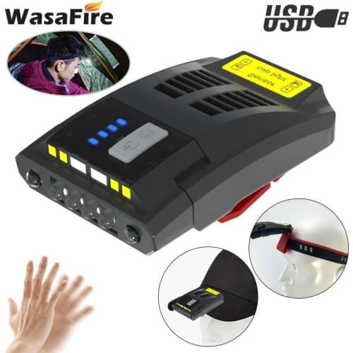 Smart Sensor Cap Light COB LED Headlight USB Rechargeable Headlamp Outdoor Camping Night Fishing Clip On Hat Head Lamp