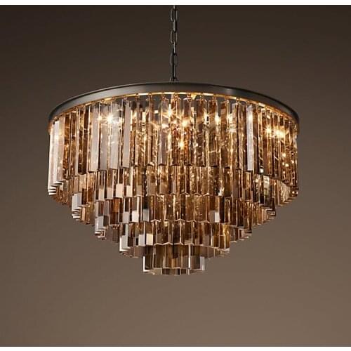 Modern Crystal Chandelier Elegant K9 crystal Smoky Gray Crystal Suspension Lamparas for Cafe Restaurant Hotel