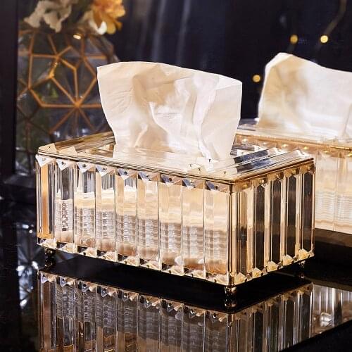 Modern Luxury Tissue Box Crystal Glass Desktop Paper Tissue Box Gift Home Office Storage Boite Mouchoir Household Tools DL60ZH
