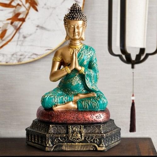 Buddha Statues Thailand for Garden Office Home Decor Desk Ornament Hindu Sitting Buddha Figurine Decoration