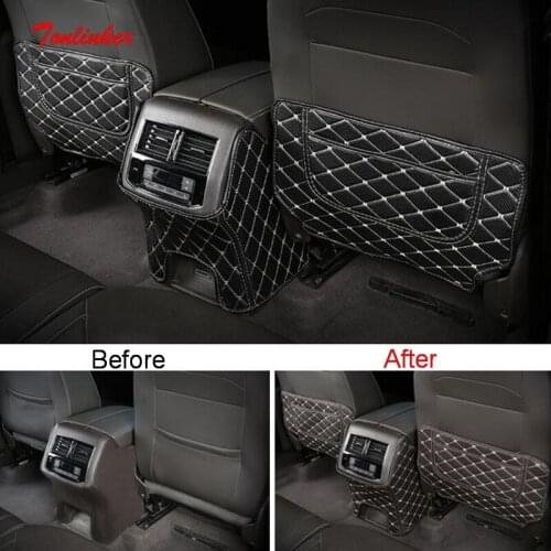 Tonlinker Interior Car Seat Anti-Dirty Pad Covers for Volkswagen TERAMONT 2017-20 Car styling 3 pcs PU Leather Cover Stickers