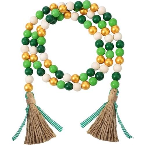 Party Summer Wood Bead Garlands with Tassels Farmhouse Rustic Country Wood Bead Boho Bead Garlands for Tiered Tray Decor