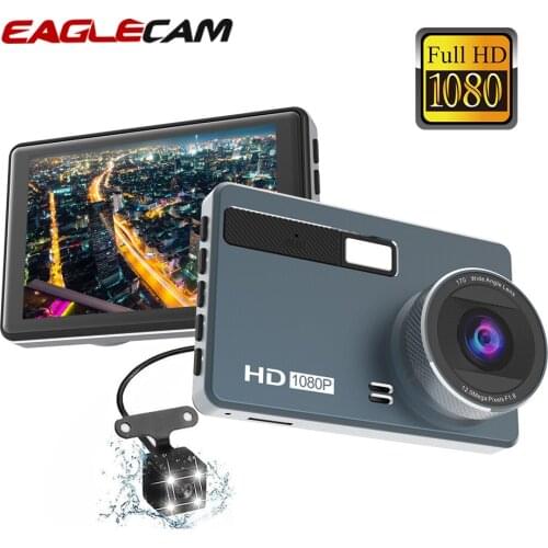Car Dvr Dash Cam 3.2" Screen Dual Camera Register Video Recorder With Rear View Two Lens G-sensor Night Version Dvrs Dashboard
