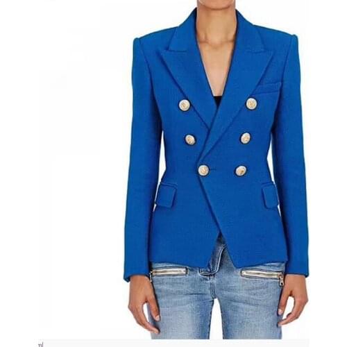 High quality brand design double-breasted suit jackets 2018 spring runways womens buttons blazers Chic slim fit short coat