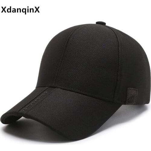 XdanqinX Mens Cap New Style Cotton Baseball Caps Snapback Cap Adjustable Size Men Simple Casual Sports Cap Male Bone Tongue Cap
