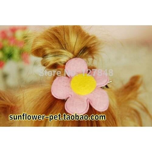 Handmade pet sunflower hairpin dog head flower Teddy head ornaments pet grooming 50pcs/lot