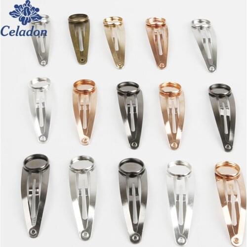 12mm 10pcs High Quality Classic 6 Colors Plated Copper Material Hairpin Hair Clips Base Setting Cabochon Cameo base