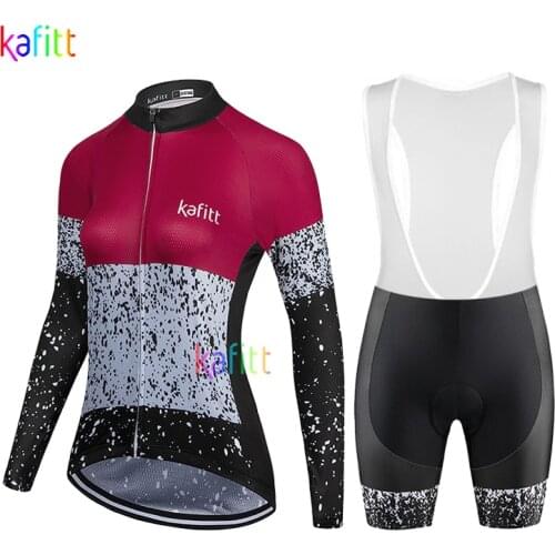 2021 Kafitt Womens Long Sleeve Cycling Jersey Bib Sets Gel Pad Short Pants Bicycle Clothing Macaquinho Ciclismo Feminino Summer