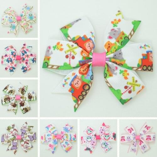 1pcs 8 pcs Animal Cartoon Hair Bows With Clip For Baby Girls Ribbon Hair Clip Boutique Barrettes Headwear Hair Accessories 3.1"