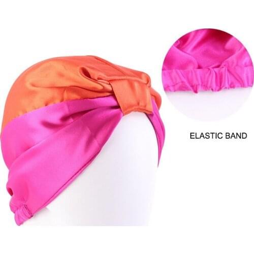 1Pcs Satin Beauty Bonnet Women Sleep Cap Head Wrap Hat Fashion Night Hats Cozy Elastic Band Hair Loss Hairdressing Cap Bathroom