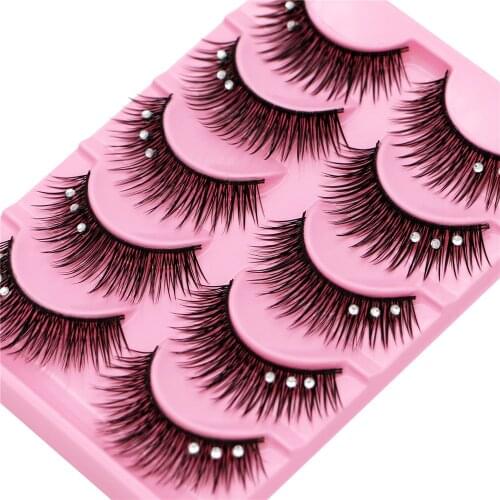 3D Rhinestones False Eyelashes Natural Thick Crystal Fake Eyelashes Soft Fiber Eyelashes Lash Extension Party Fashion Eyelashes