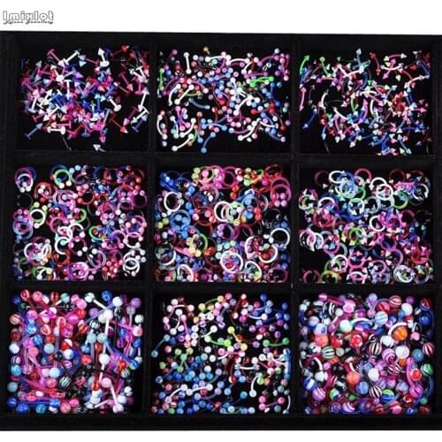 45/90Pcs Flexible Acrylic Ear Piercings Eyebrow Bar Nose Lip Tongue Barbell Piercing For Woman Man Unisex Body Jewelry Wholesale