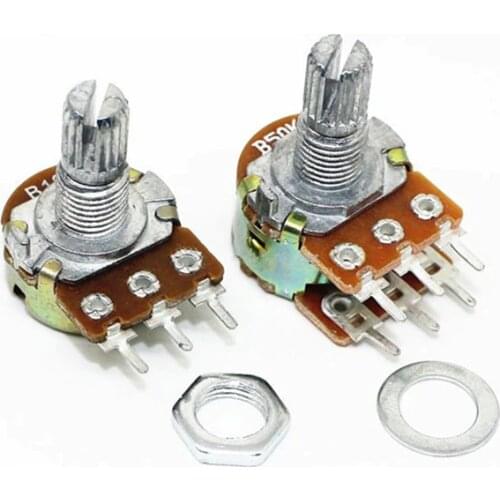 5pcs B1K B2K B5K B10K B20K B50K B100K B500K B1M 6Pin Shaft WH148 Potentiometer 1K 2K 5K 10K 20K 50K 100K 500K 1M