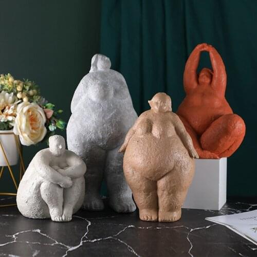 Abstract Fat Lady Figurines Vintage Woman Statue Tabletop Resin Crafts Gifts Home Decoration Ornaments Creative Figures