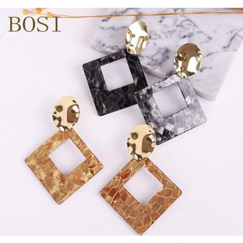 Bohemia Acrylic Simple Geometric Drop Earrings For Women Long Big Minimalist Acrylic Earrings Trendy Fashion black Brown Jewelry
