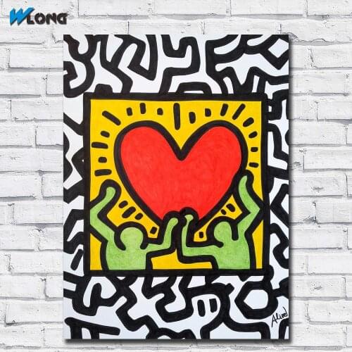 Large Size Printing Graffiti Love by Haring Pop Art Wall art Home Decor Living Room Modern Canvas Print Paintings No Framed
