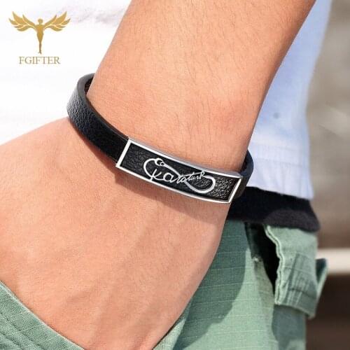 Infinite Leather Bracelet Romantic Couple Bangles High Quality Stainless Steel Charm Men Cuff Wrist Jewelry