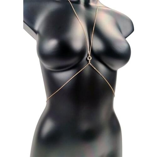 Crystal Body Jewelry Sexy Chest Chain Bikini Belly Chains for Women Cross Waist Female Suit Girl Fashion Beach Simple Luxury