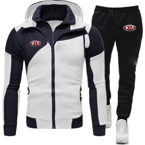 Spring Autumn Decal design Mens KIA MOTORS Printing Jacket Sport Suits Male Hoodies Fashion Fitness sweater Sweatpant Set