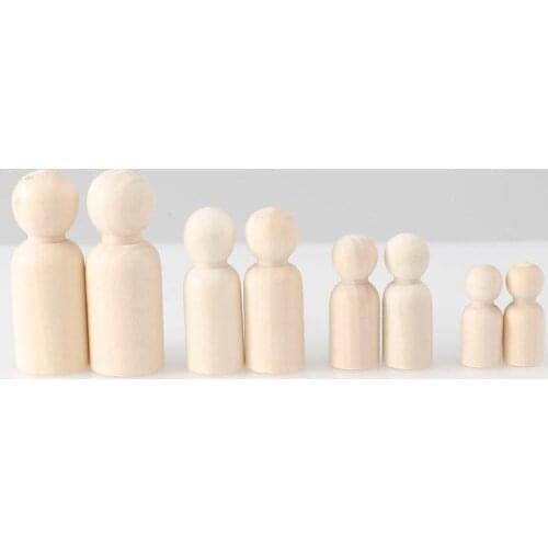 5pc Wood Crafts Boy Girl Unfinished Wood DIY Art Craft Painting Family Men & Women Wood Peg Dolls Toys Home Decoration