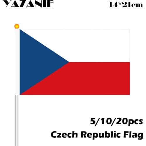 YAZANIE 14*21cm 5/10/20pcs Czech Republic Flag Czech Repbulic Flag the Hand National Flag Custom Hand Waving National Flag
