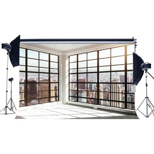 Office Room Backdrop Fancy French Window New York City Skyscraper Photography Background