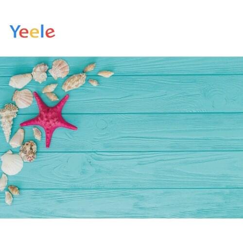 Yeele Wooden Board Starfish Conch Shell Summer Holiday Photography Background Photographic Customized Backdrops for Photo Studio