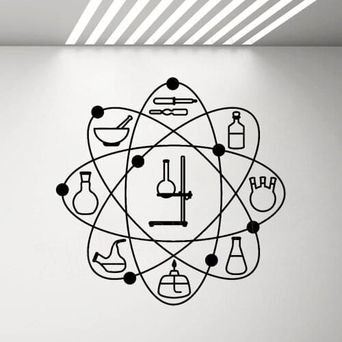 Chemistry Vinyl Wall Decal Laboratory Atom Science School Wall Art Stickers Home Decoration Living Room Bedroom Posters A295