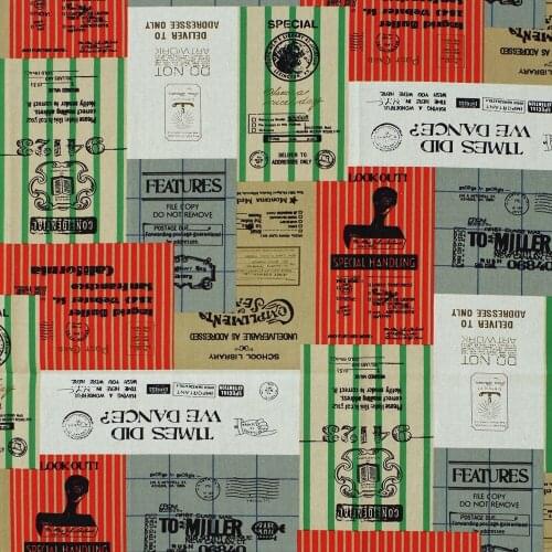 Cotton Linen Fabric for handmad, bed, bag, curtain - Retro postmark (LF0108)