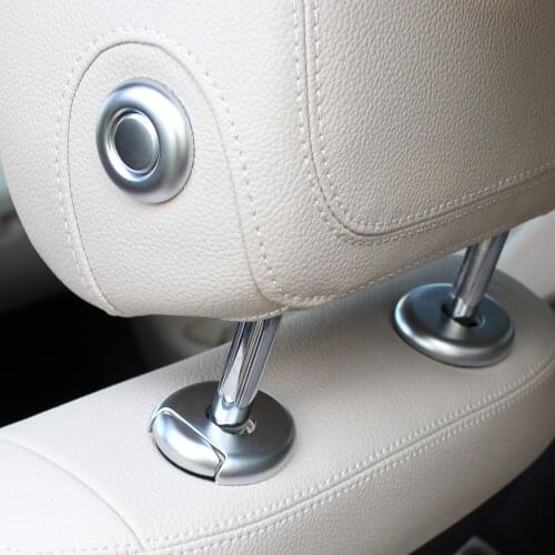 Chrome ABS Car Head Pillow Adjustment Buttons Trim Sequins For Mercedes Benz C Class W205 GLC X253 2015-2018
