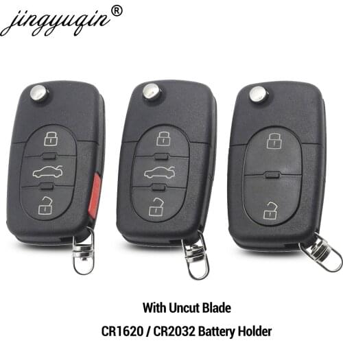 Jingyuqin 10pcs 2/3/4 Buttons Remote Key Fob Case Shell & Blade for Audi A2 A3 A4 A6 A8 TT Quattro CR2032 Fob Blank Case Replace