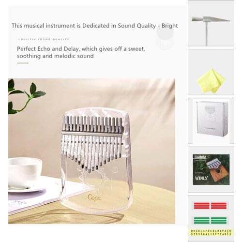 Kalimba 17 Keys Thumb Piano,Portable Transparent Acrylic Finger Mbira Musical Instrument Gifts for Kids Adult Beginners