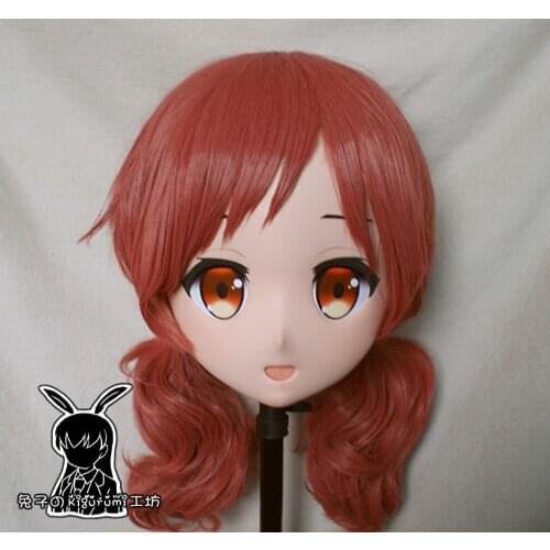 Rabbit 97) Resin Cross dress Pretty Girl Head BID Doll Mask Japanese Anime Kigurumi Mask Cosplay with Wig