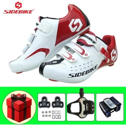 SIDEBIKE Road Cycling Sneakers Breathable Self-locking Zapatillas Ciclismo Athletic Riding Bicycle Flat Shoes Add Road Peadls