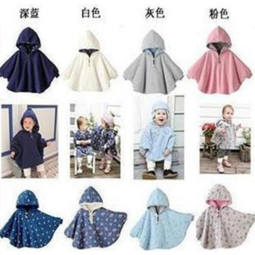 Baby Boys Girls Jacket Coats Autumn Winter Two Sides Wearing Toddler Cloak Kids Outerwear 0-3years Navy Blue Pink Shawl